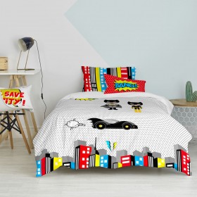 Set di copripiumino HappyFriday Mr Fox Bat Multicolore Singolo 2 Pezzi