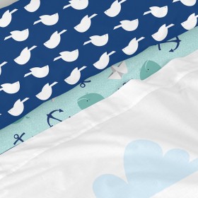 Set di Lenzuola HappyFriday Moshi Moshi Whale Multicolore Singolo 2 Pezzi