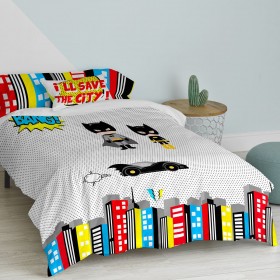 Set di copripiumino HappyFriday Mr Fox Bat Multicolore Singolo 2 Pezzi