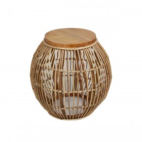 Tavolo aggiuntivo Romimex Naturale Metallo Rattan 45 x 50 x 45 cm