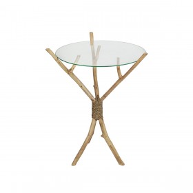 Tavolo aggiuntivo Romimex Naturale Vetro teak 45 x 60 x 45 cm