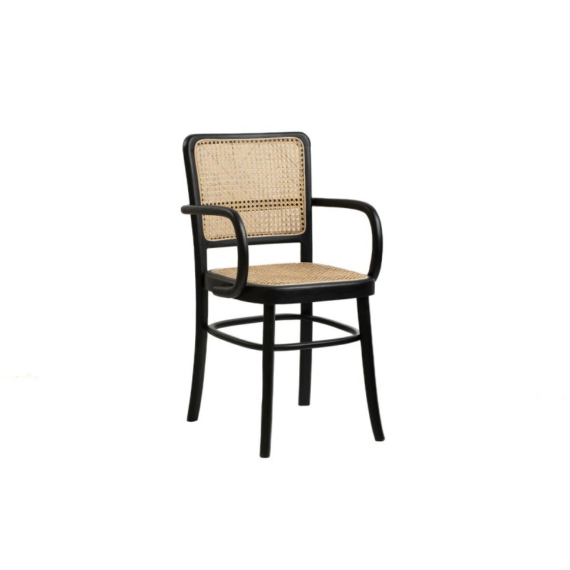 Poltrona Romimex Nero Naturale Rattan teak 44 x 89 x 53 cm