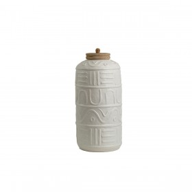 Barattolo Romimex Bianco Legno Ceramica 24 x 55 x 24 cm Con coperchio