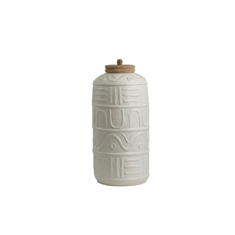 Barattolo Romimex Bianco Legno Ceramica 24 x 55 x 24 cm Con coperchio