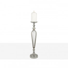 Portacandele Romimex Argentato Metallo Vetro 16 x 57 x 16 cm