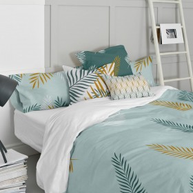Fodera per cuscino HappyFriday Blanc Foliage mint Multicolore 60 x 60 cm