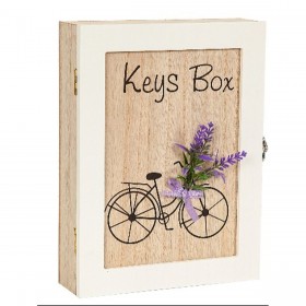 Armadietto portachiavi Romimex Bianco Legno MDF 21 x 26 x 6 cm Bicicletta