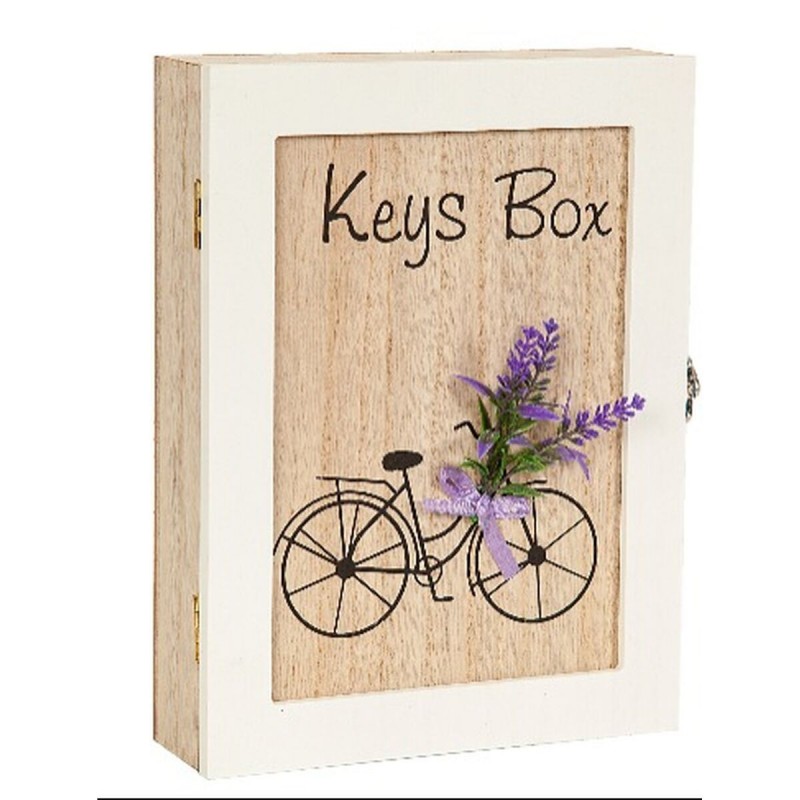 Armadietto portachiavi Romimex Bianco Legno MDF 21 x 26 x 6 cm Bicicletta