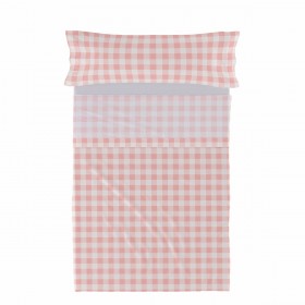 Set di Lenzuola HappyFriday Basic Kids Vichy Rosa Singolo 2 Pezzi