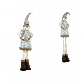 Decorazione Natalizia Romimex Grigio Pupazzo di Neve 20 x 60 x 10 cm Estensibile