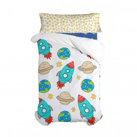 Set di copripiumino HappyFriday Mr Fox Space Rocket Multicolore 2 Pezzi