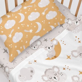Lenzuolo con angoli HappyFriday MOSHI MOSHI Grigio Multicolore 60 x 120 x 14 cm Koala