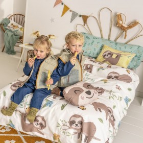 Set di copripiumino HappyFriday Moshi Moshi Happy Sloth Multicolore Singolo 2 Pezzi