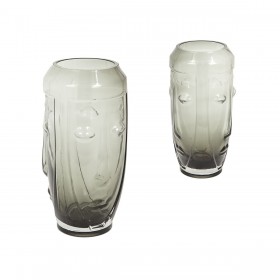 Vaso Romimex Grigio Vetro Viso 9 x 25 x 9 cm