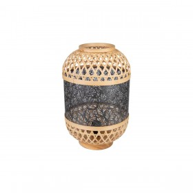 Lampada da tavolo Romimex Nero Naturale Metallo Bambù 26 x 38 x 26 cm