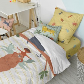 Set di copripiumino HappyFriday Mr Fox Jungle life  Multicolore Singolo 2 Pezzi