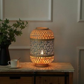 Lampada da tavolo Romimex Nero Naturale Metallo Bambù 26 x 38 x 26 cm