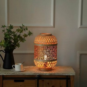Lampada da tavolo Romimex Arancio Naturale Metallo Bambù 26 x 38 x 26 cm