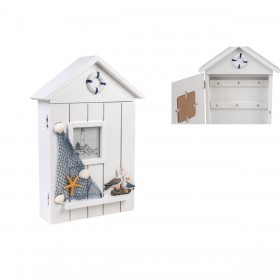 Armadietto portachiavi Romimex Bianco 20 x 31 x 7 cm Casetta