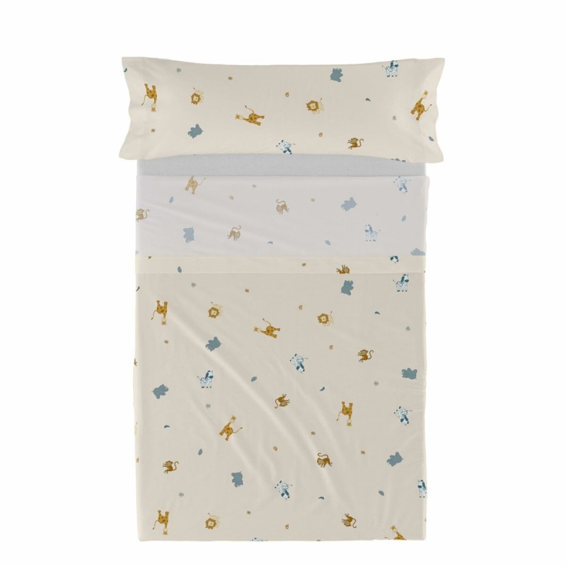 Set di Lenzuola HappyFriday  HF Mini Animals Multicolore Singolo 2 Pezzi