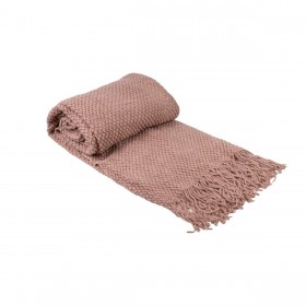 Coperta Romimex Rosa Con frange 130 x 200 x 1 cm