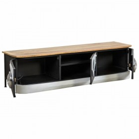 Credenza Alexandra House Living Bianco Naturale Blu Marino Metallo Legno di mango 50 x 50 x 183 cm