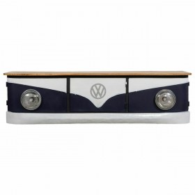 Credenza Alexandra House Living Bianco Naturale Blu Marino Metallo Legno di mango 50 x 50 x 183 cm