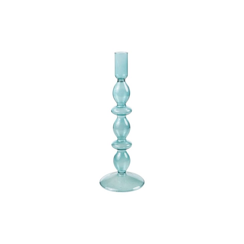 Portacandele Romimex Azzurro Vetro 9 x 27 x 9 cm