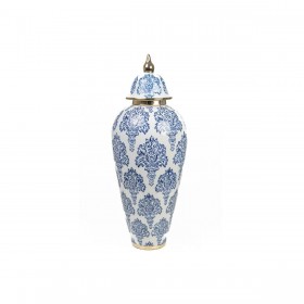 Vaso Romimex Azzurro Bianco Porcellana 18 x 46 x 18 cm