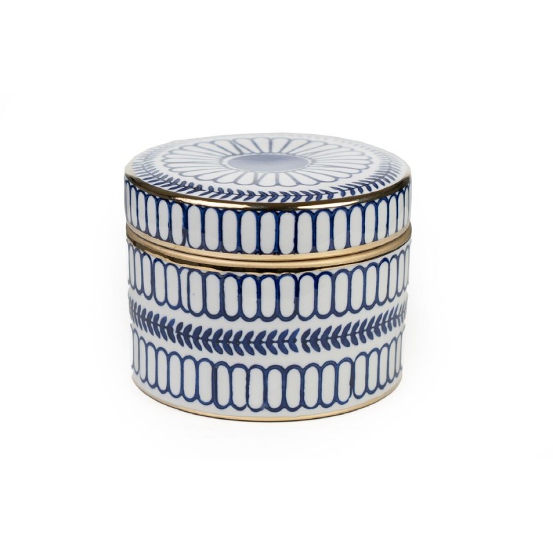 Scatola Decorativa Romimex Azzurro Bianco Porcellana 18 x 13 x 18 cm