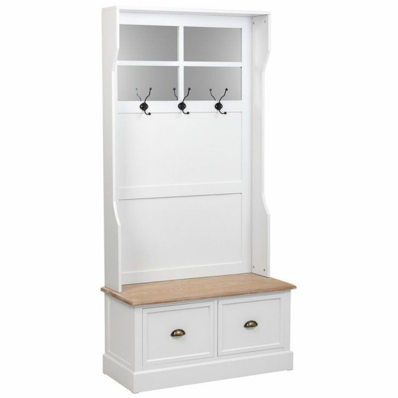 Appendiabiti con ripiano Alexandra House Living Bianco Marrone Lega di Zinco Legno MDF 39 x 184 x 92 cm