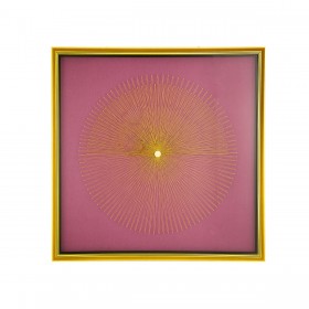Quadro Romimex Dorato Malva Legno Metallo Stoffa Astratto 80 x 80 x 5 cm