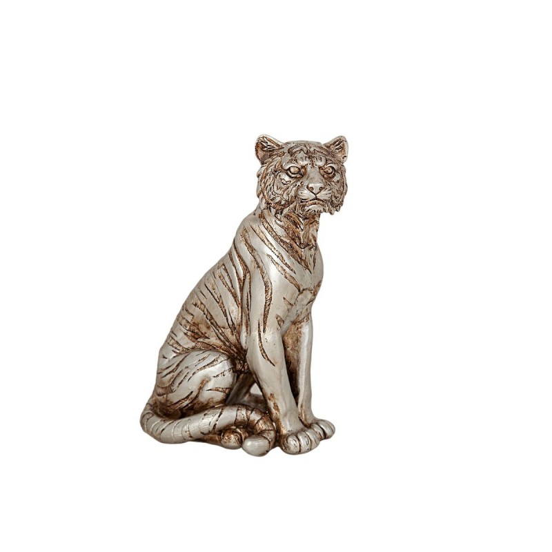 Statua Decorativa Romimex Argentato Resina Tigre 15 x 21 x 9 cm