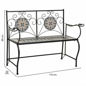 Panca Alexandra House Living Nero Ferro Piastrella 50 x 88 x 110 cm