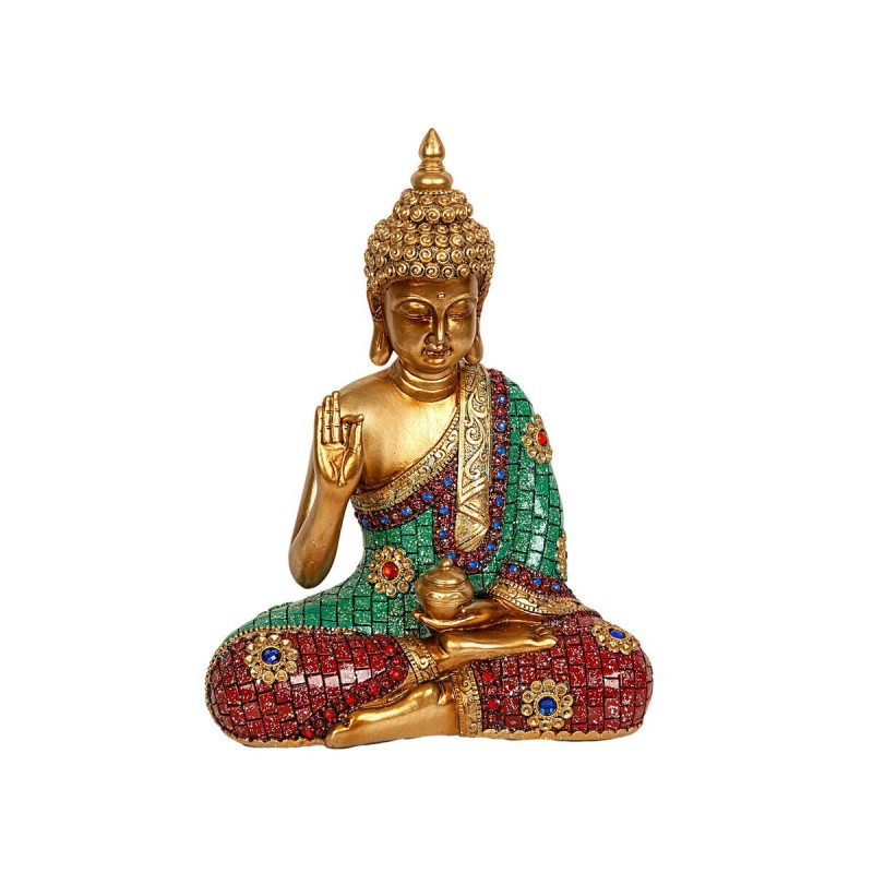 Statua Decorativa Romimex Dorato Resina Buddha 22 x 29 x 10 cm