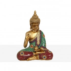 Statua Decorativa Romimex Dorato Resina Buddha 22 x 29 x 10 cm
