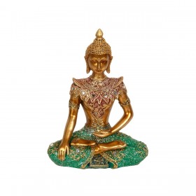 Statua Decorativa Romimex Dorato Resina Buddha 16 x 22 x 8 cm