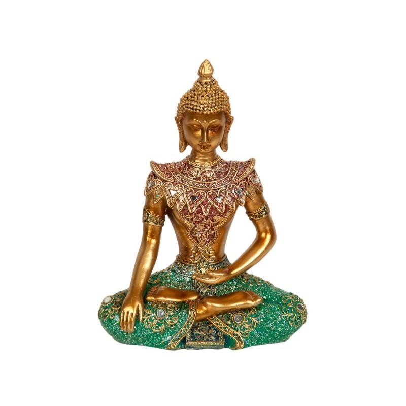Statua Decorativa Romimex Dorato Resina Buddha 16 x 22 x 8 cm