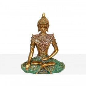 Statua Decorativa Romimex Dorato Resina Buddha 16 x 22 x 8 cm