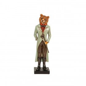 Statua Decorativa Romimex Verde Resina Tigre Vestito 9 x 31 x 8 cm