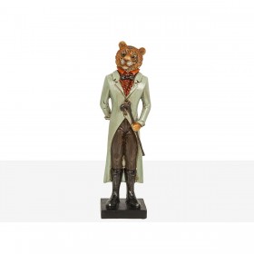 Statua Decorativa Romimex Verde Resina Tigre Vestito 9 x 31 x 8 cm