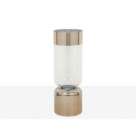 Vaso Romimex Trasparente Dorato Vetro 12 x 35 x 12 cm