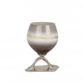 Vaso Romimex Grigio Argentato Vetro Alluminio 25 x 33 x 23 cm