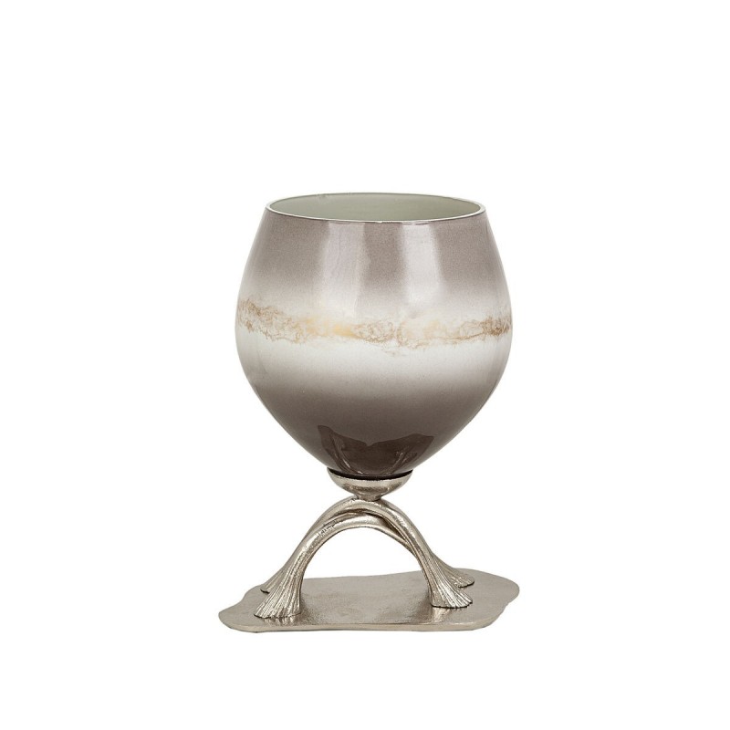 Vaso Romimex Grigio Argentato Vetro Alluminio 25 x 33 x 23 cm