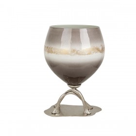 Vaso Romimex Grigio Argentato Vetro Alluminio 28 x 43 x 30 cm