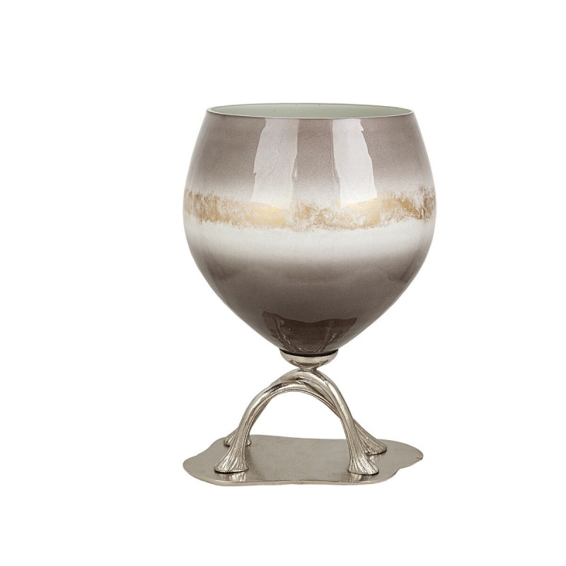 Vaso Romimex Grigio Argentato Vetro Alluminio 28 x 43 x 30 cm