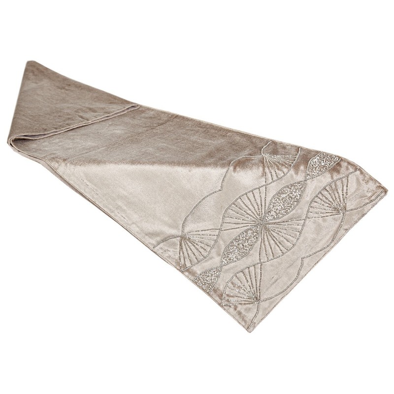Runner da Tavolo Romimex Beige 33 x 180 x 1 cm Velluto