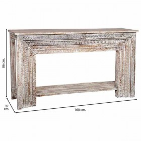Ingresso Alexandra House Living Bianco Grigio 39 x 86 x 160 cm Finitura invecchiata Intaglio