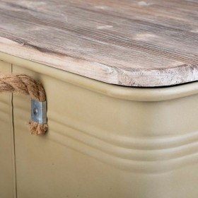 Cesto per i Panni Sporchi Alexandra House Living Urban Beige Canapa Metallo Legno di abete