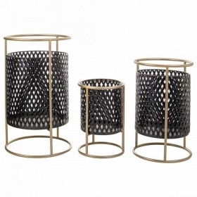 Set di vasi da fiori Alexandra House Living Nero Metallo Ferro 27 x 74 x 27 cm 3 Pezzi